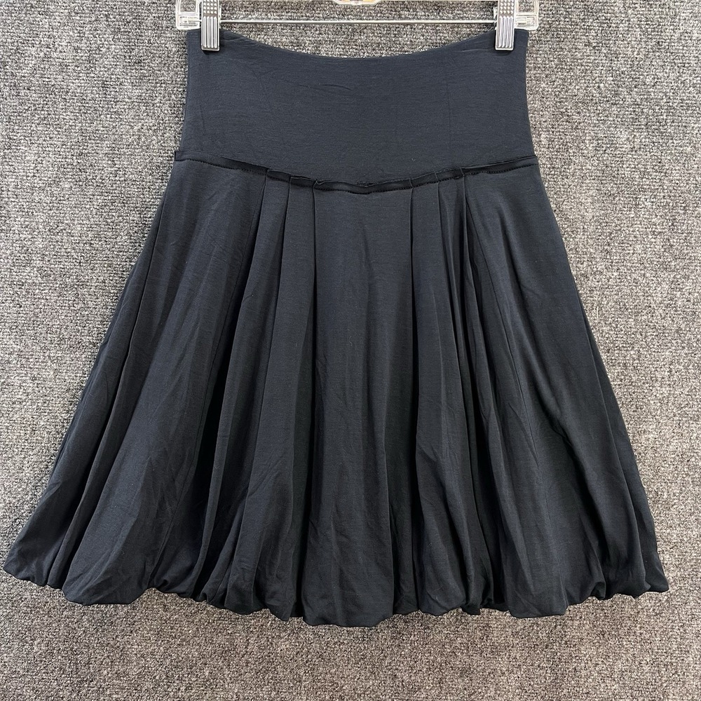 VTG BCBG MaxAzria Jersey Bubble Skirt XS Black USA Made Stretch Y2K Whimsigoth